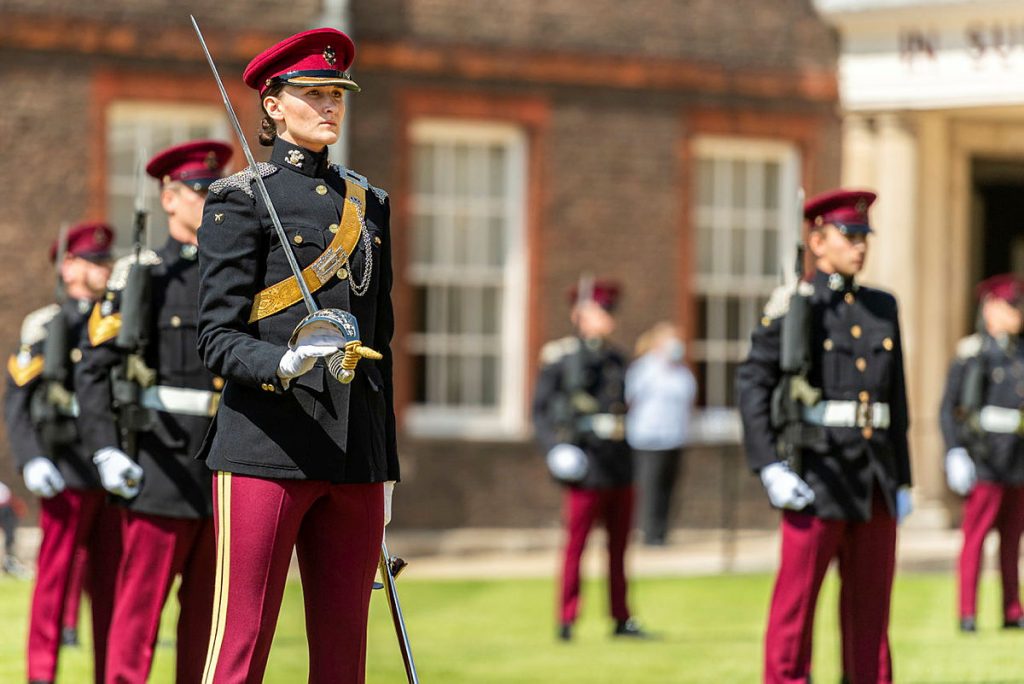 Second Lieutenant Zoe Thompson of the KRH at the Royal Chelsea Hospital Parade, June 2020 (Image by Corporal Rob Kane, courtesy of UK MOD)